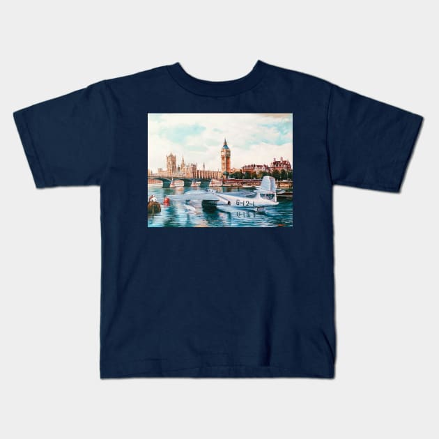 Flying Boat on the River Thames, London Kids T-Shirt by WonderWebb